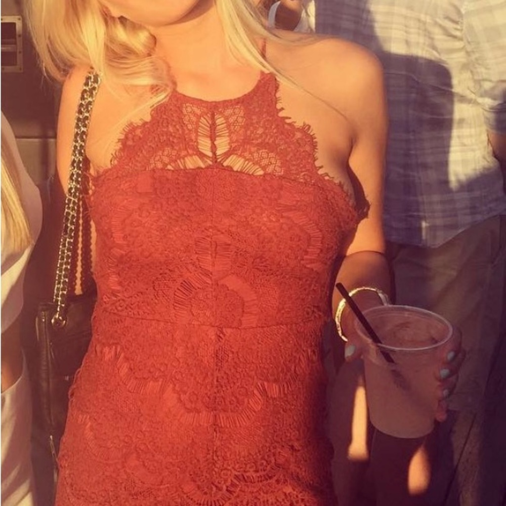 Free People Orange Halter Bodycon Dress